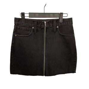 Madewell Mini Skirt Black Full Zip Rigid Y2K Raw Hem Size…